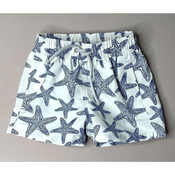 Bluemint White/Blue Starfish Print Arthus Swim Trunks Boys 2 Yrs